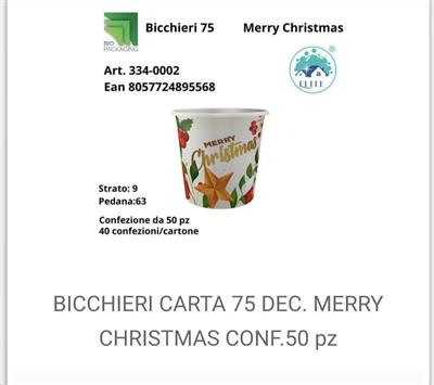 BICCHIERE CARTA 50 PZ. MERRY CHRISTMAS